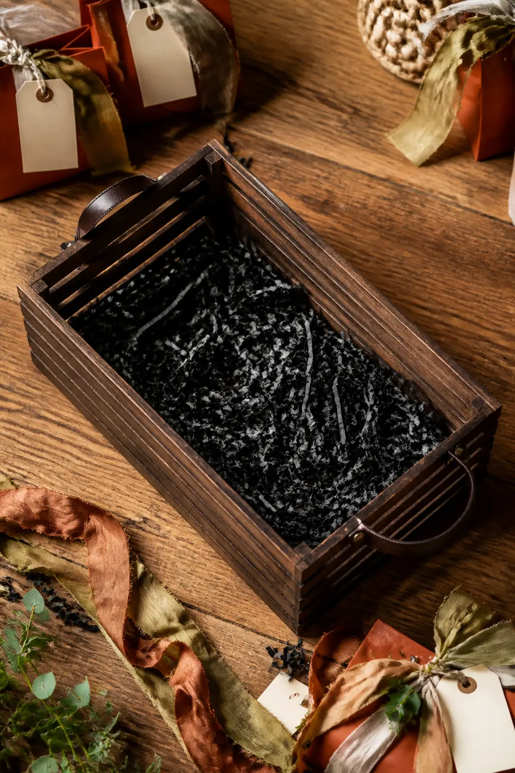Stained Whiskey-Barrel Wooden Crate