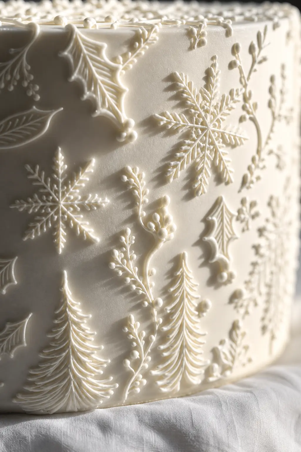 Sculptural White Cake with Piped 'Embroidery' Line Drawings