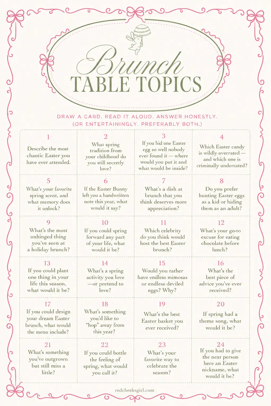 Brunch Table Topics printable
