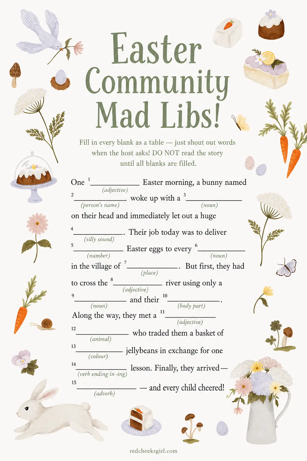 Easter Community Mad Libs! printable