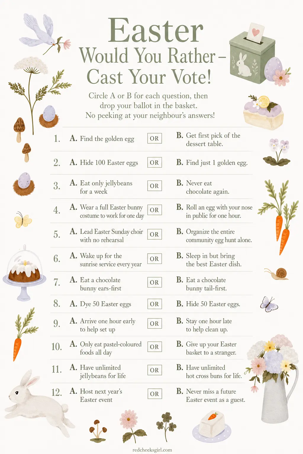 Easter Would You Rather – Cast Your Vote! printable
