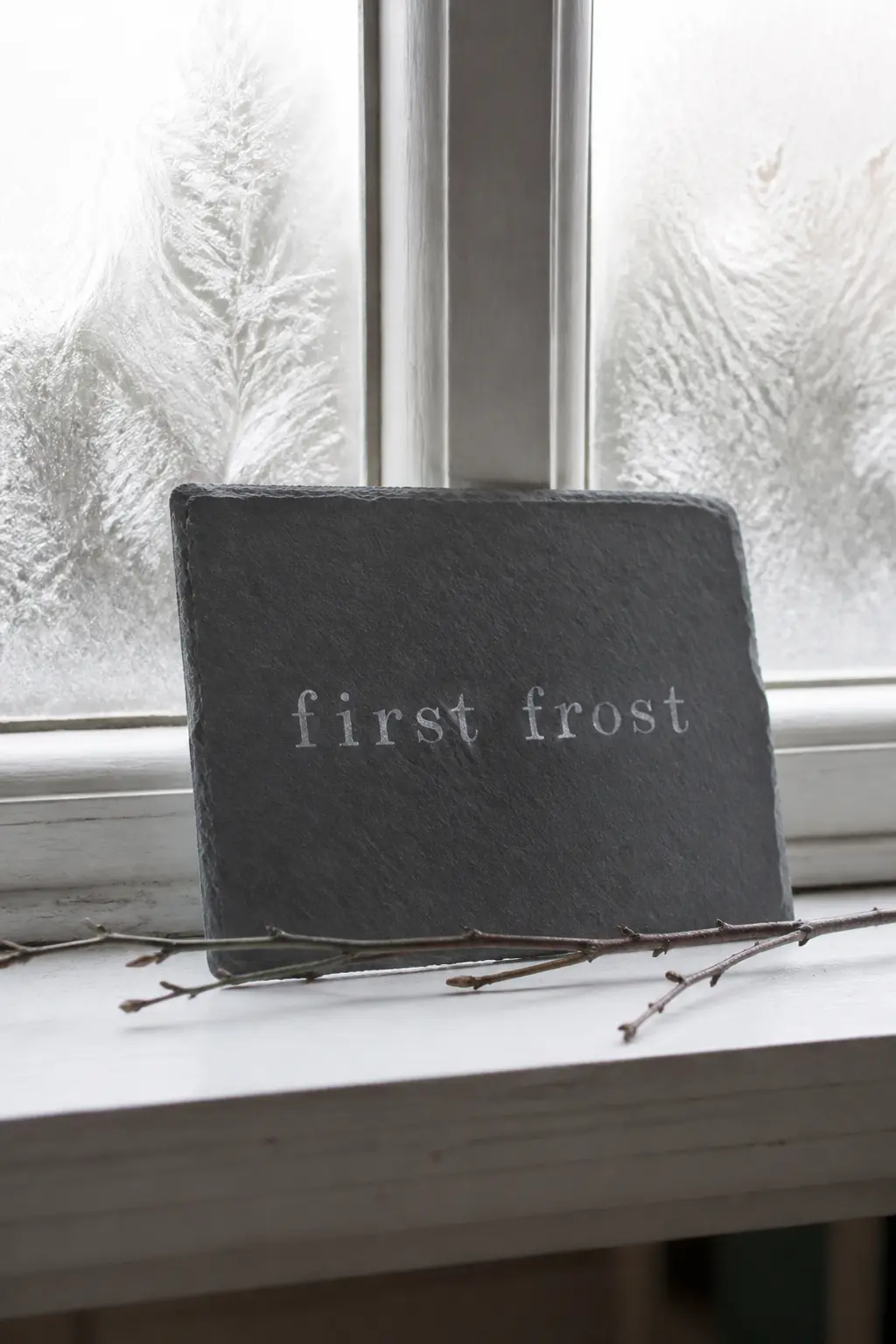 'First Frost' Bare-Branch Minimalist Sign