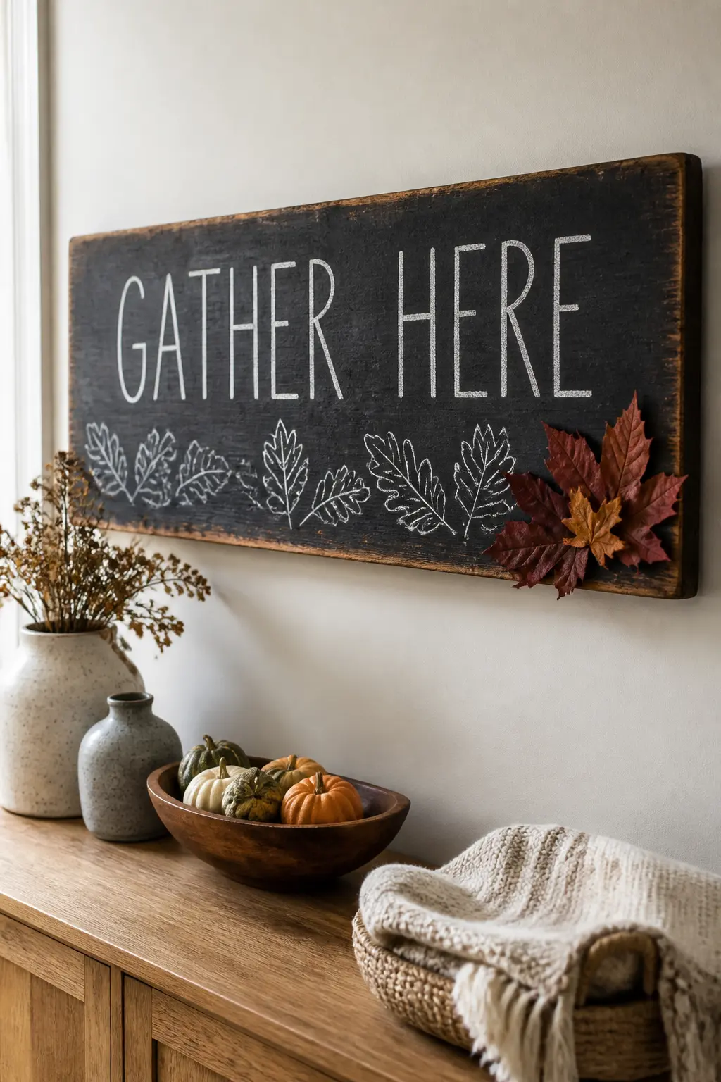 'Gather Here' Reclaimed Wood Sign