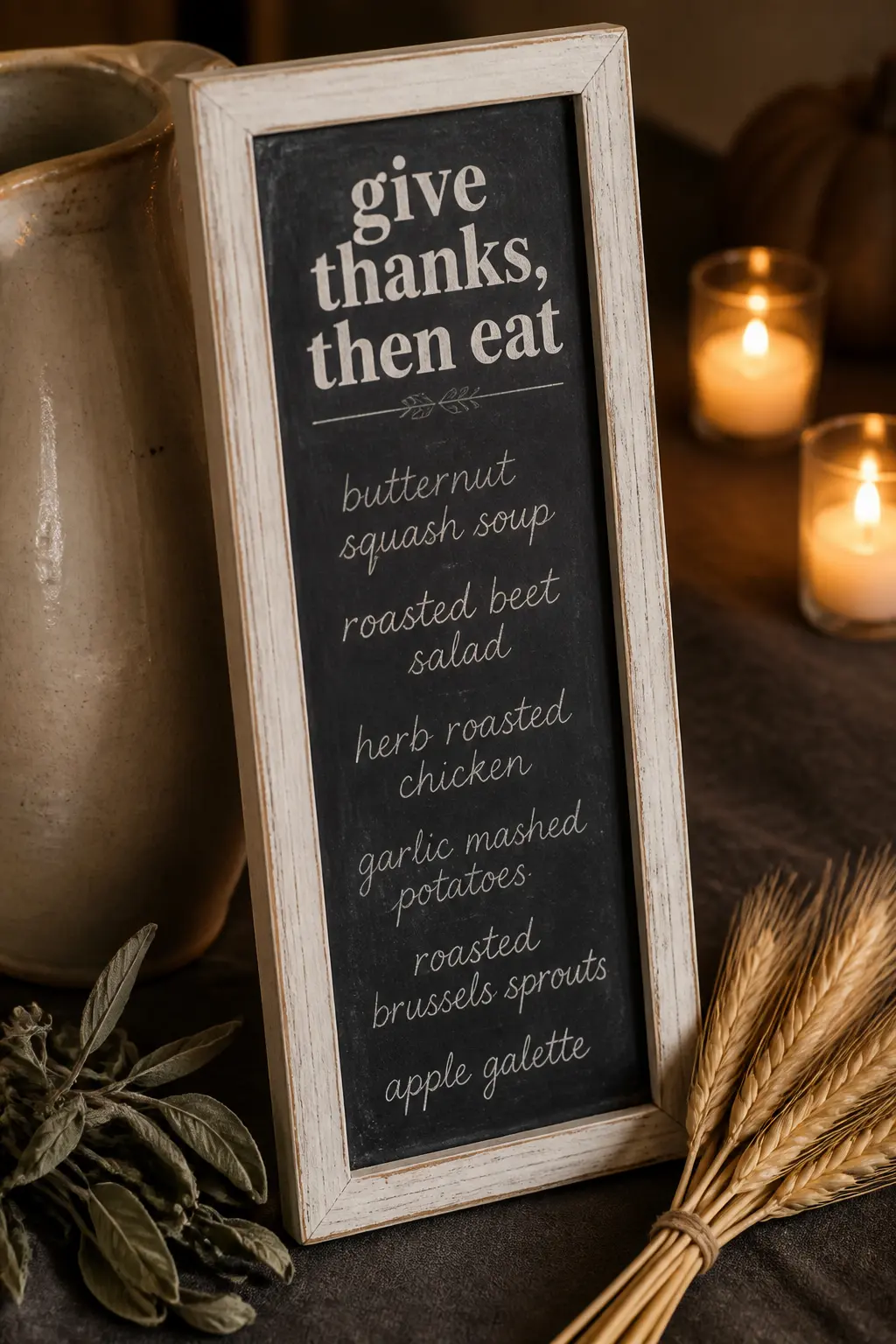'Give Thanks, Then Eat' Dinner Menu Board