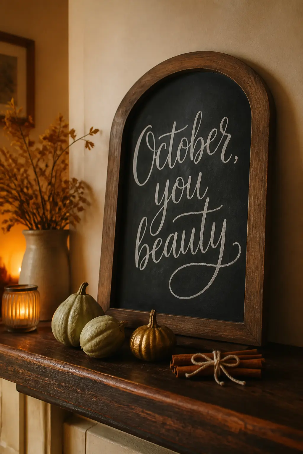 'October, You Beauty' Vintage Frame Chalkboard