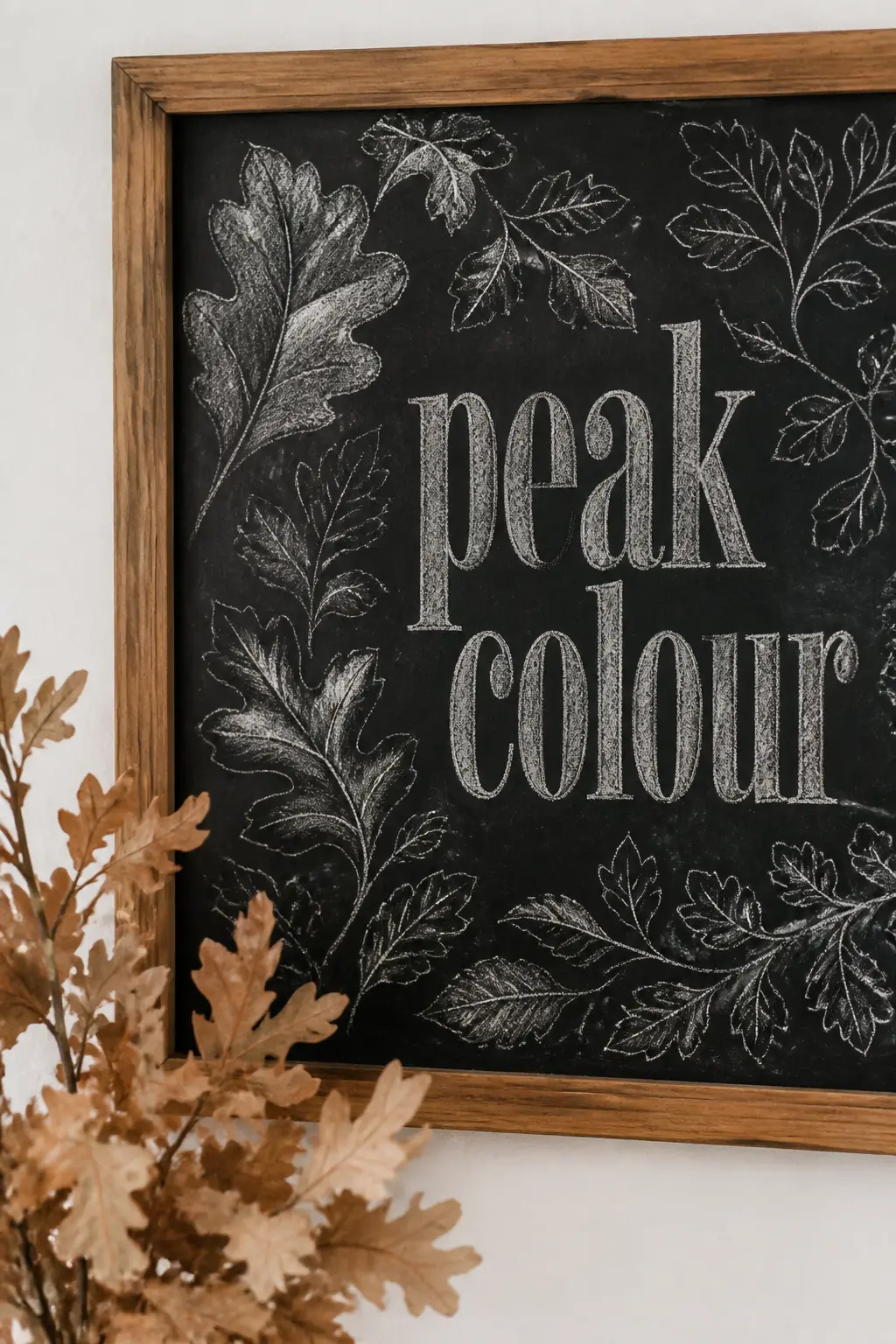 'Peak Colour' Hand-Lettered Leaf Map Sign