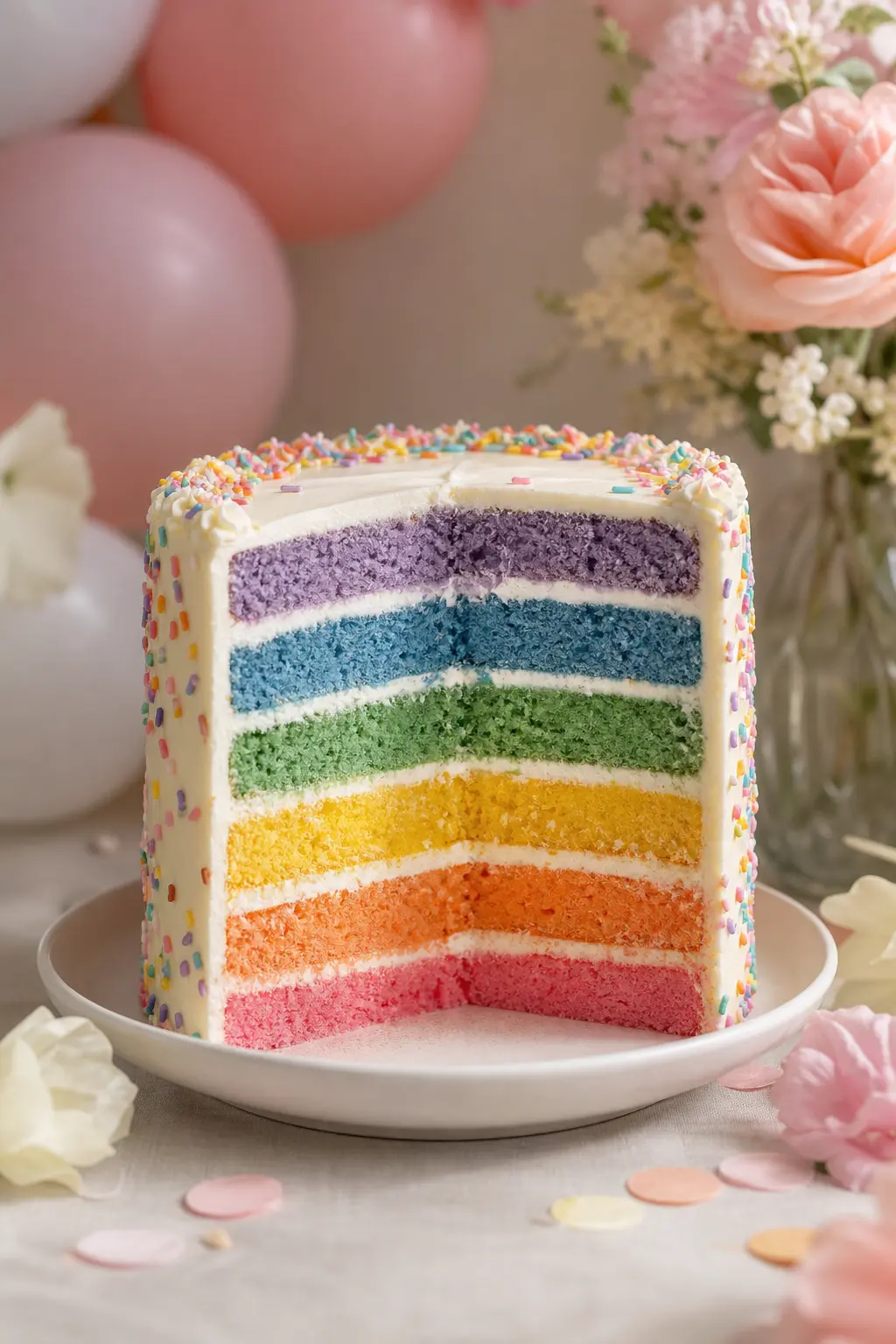 Rainbow Ombre cake detail
