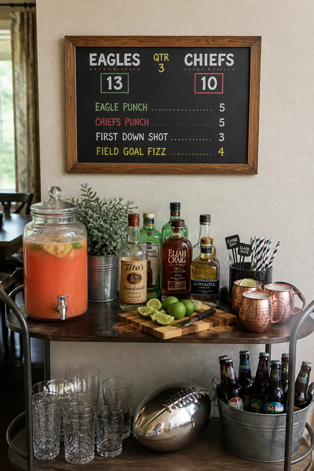 Beverage Station with Scoreboard Menu Board