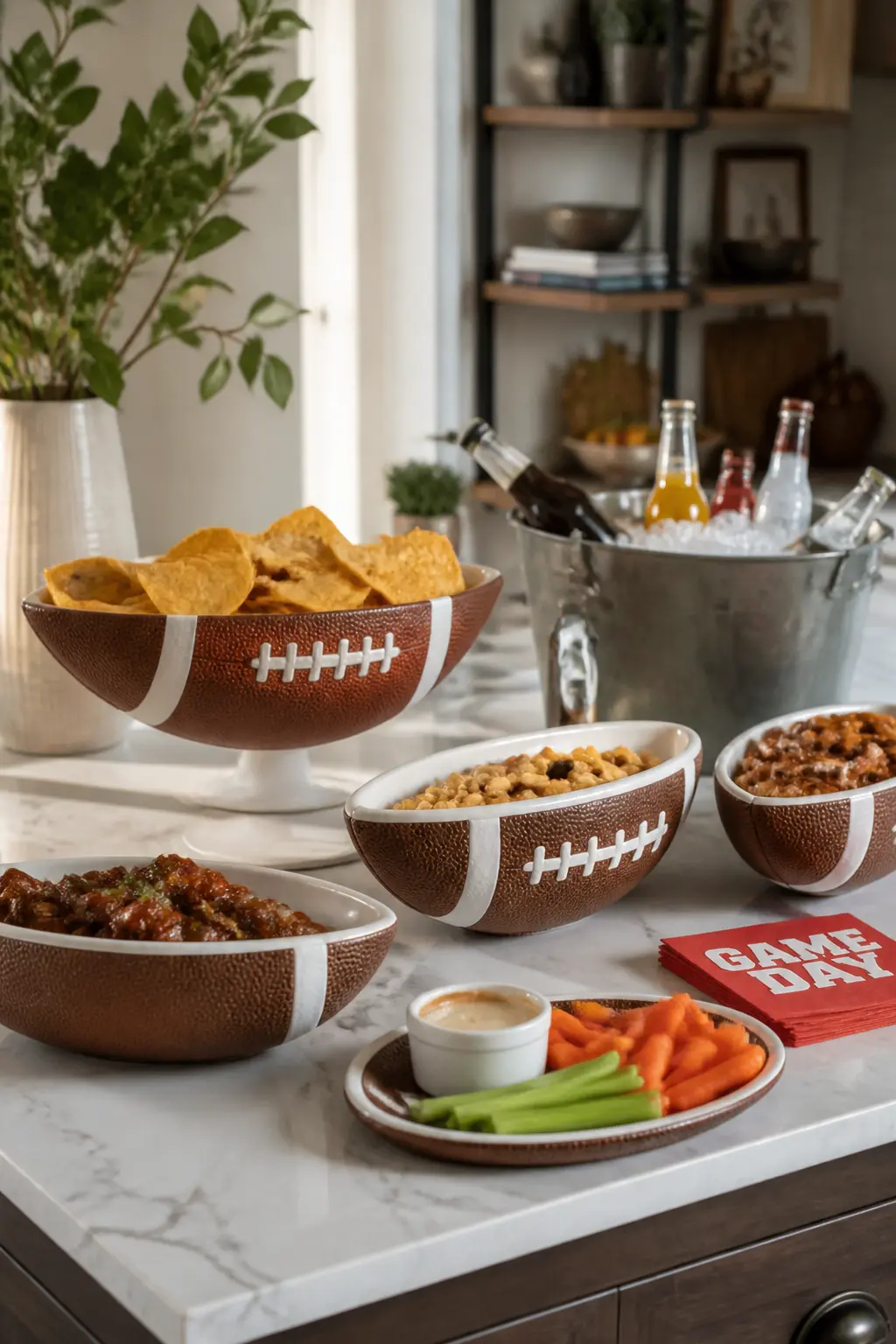 Football-Shaped Snack Bowls and Serving Platters