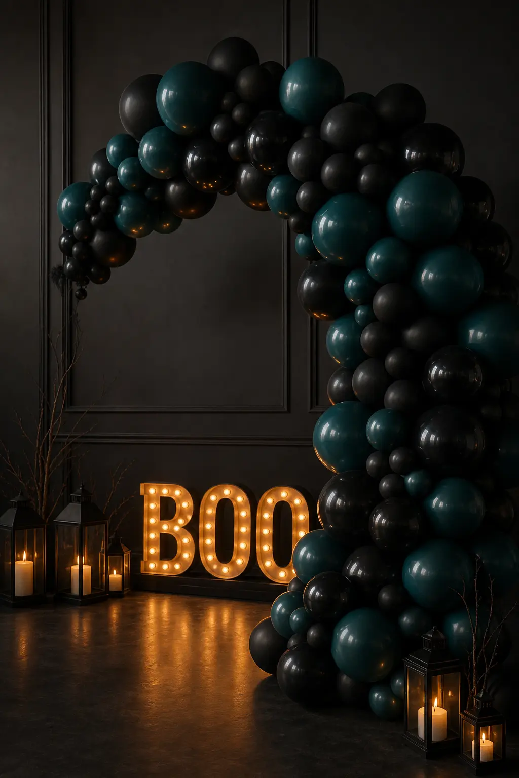 Spooky-Chic Arch with LED Marquee Letter Accents