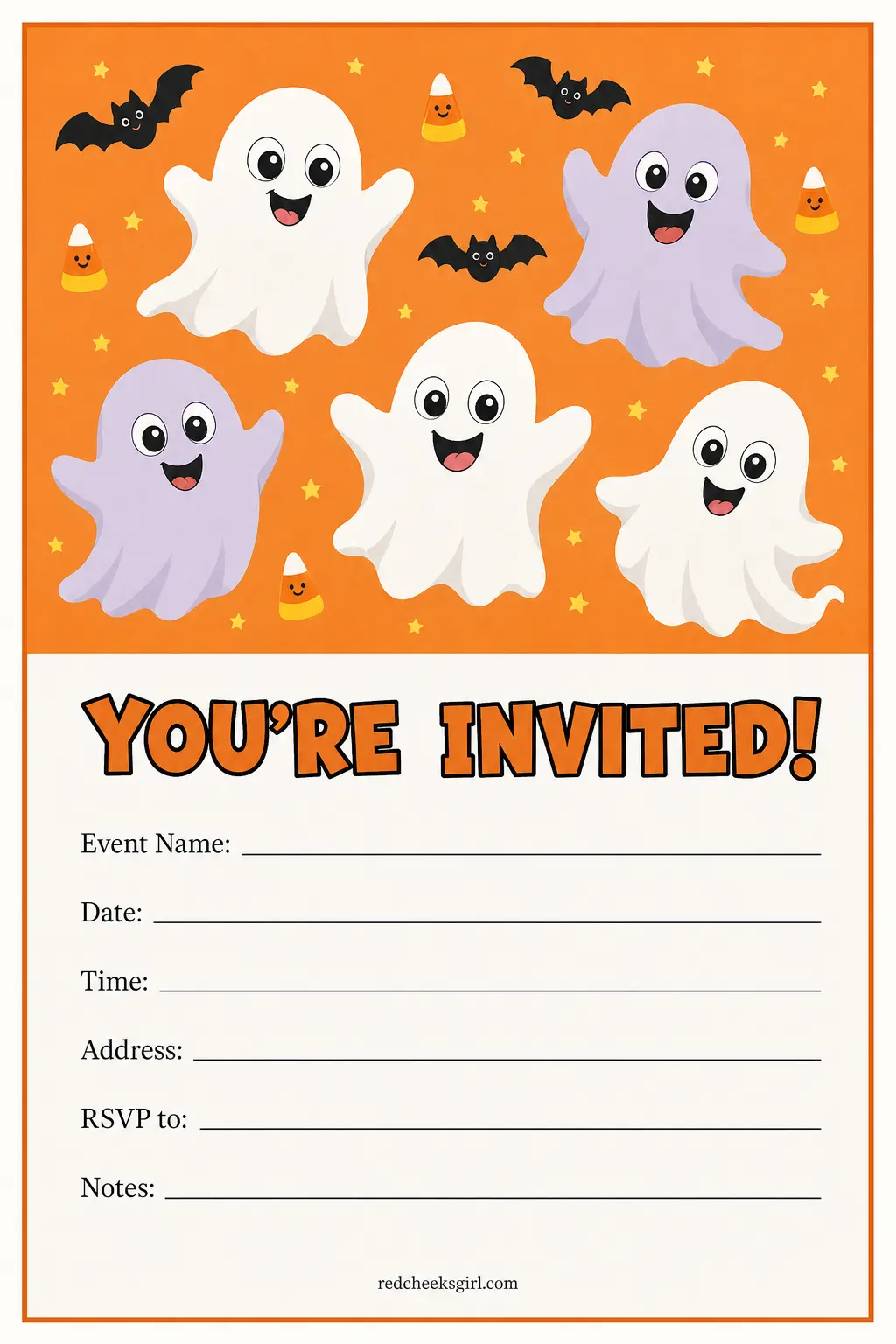 Friendly Ghost Cluster Invitation (Kid-Friendly) printable