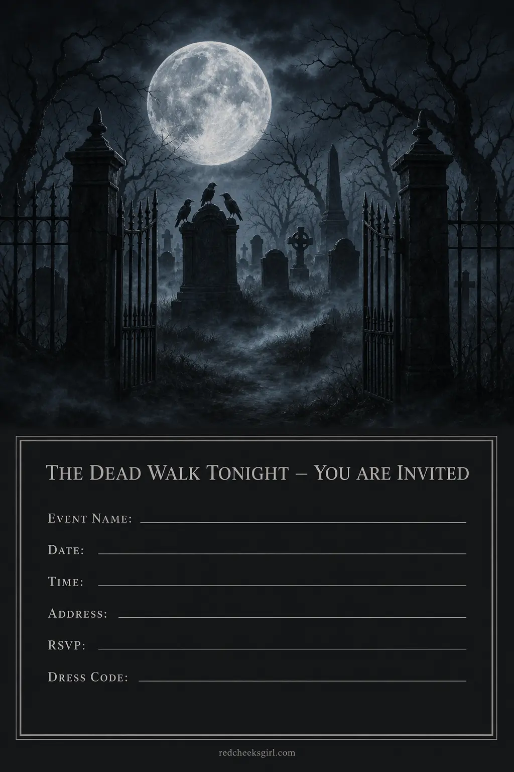 Graveyard Mist Invitation (Adult Spooky-Chic) printable