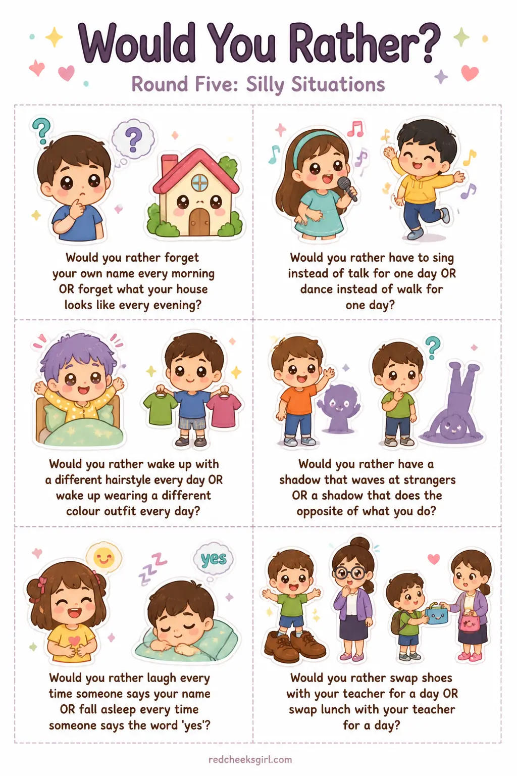 Round Five: Silly Situations Cards printable