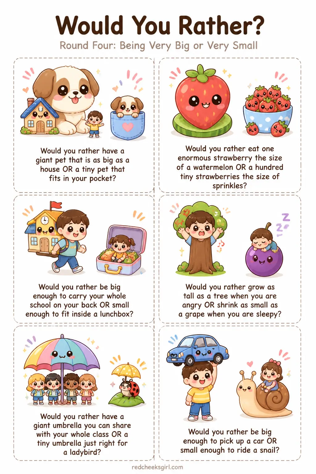 Round Four: Being Very Big or Very Small Cards printable