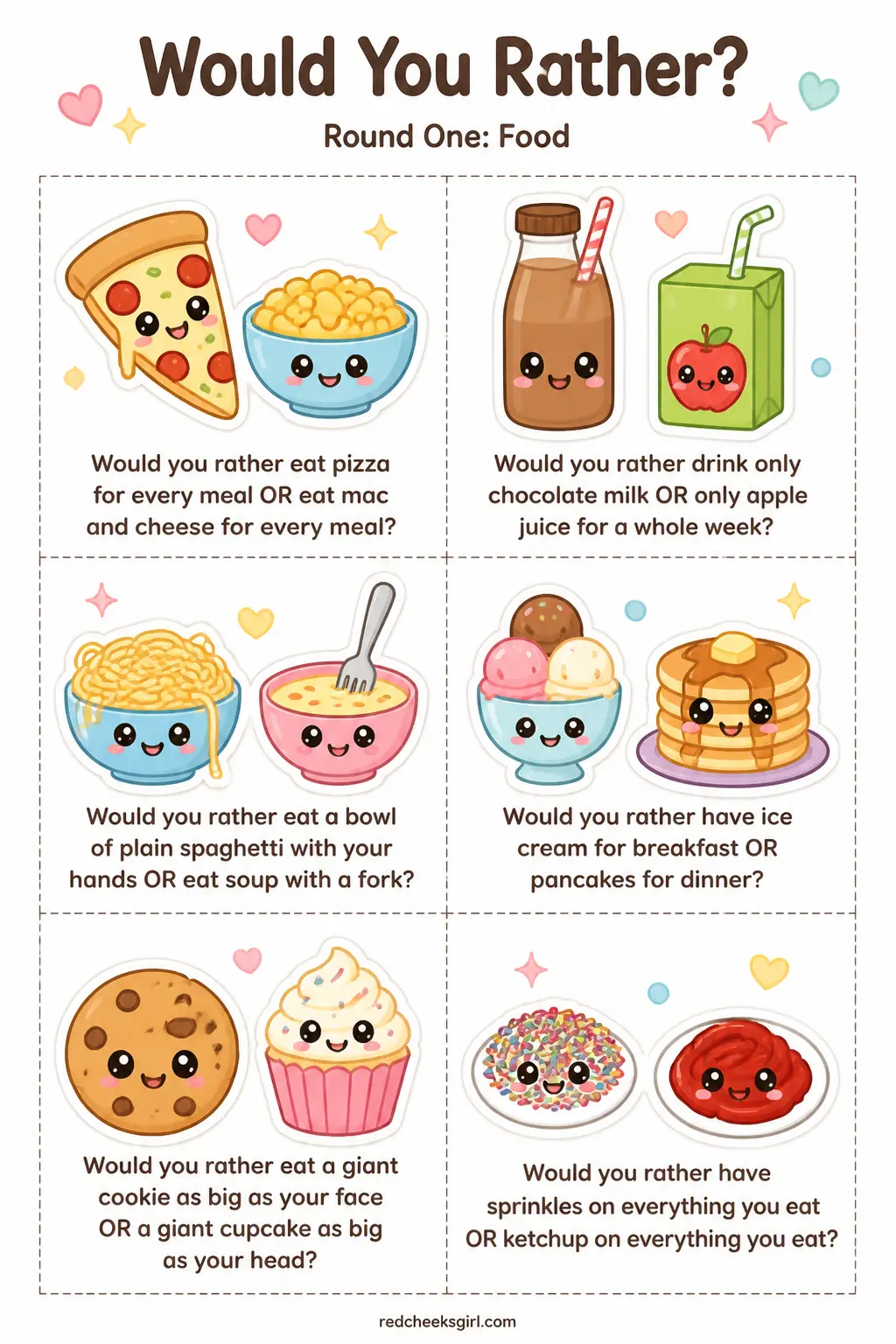 Round One: Food Cards printable