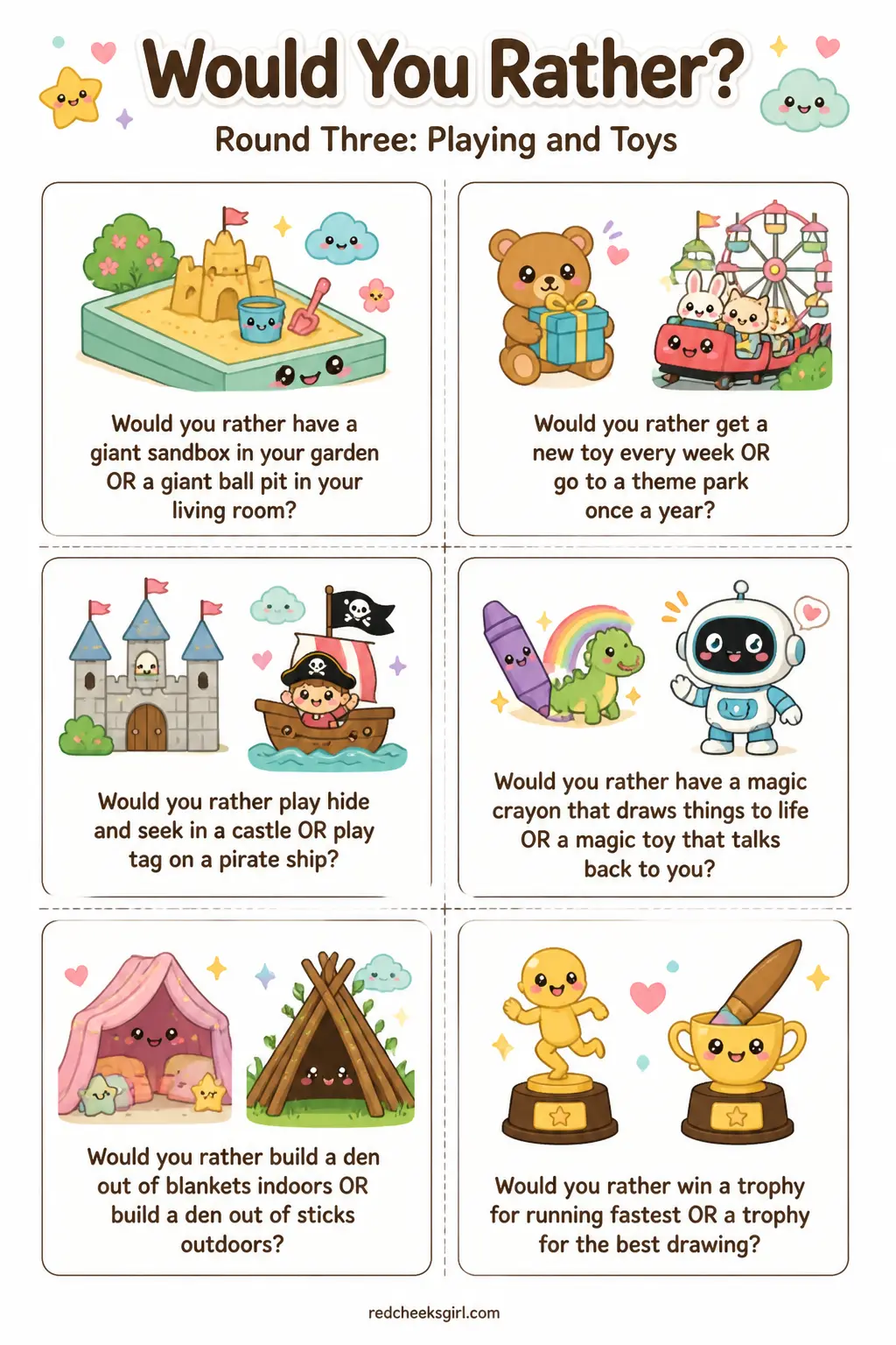 Round Three: Playing and Toys Cards printable