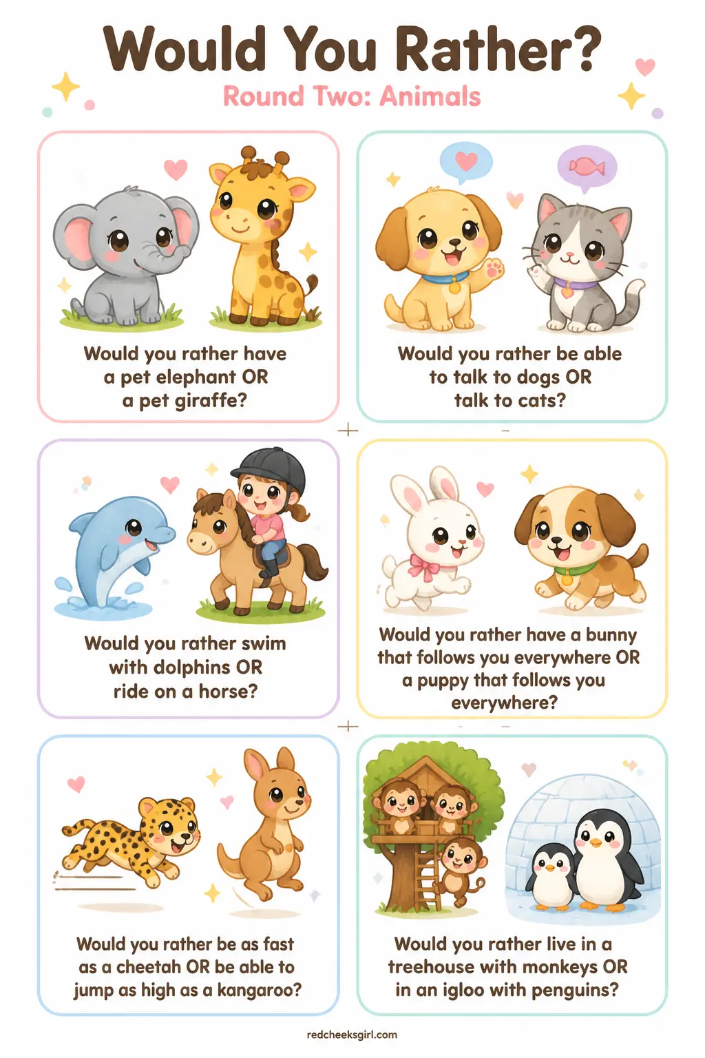 Round Two: Animals Cards printable
