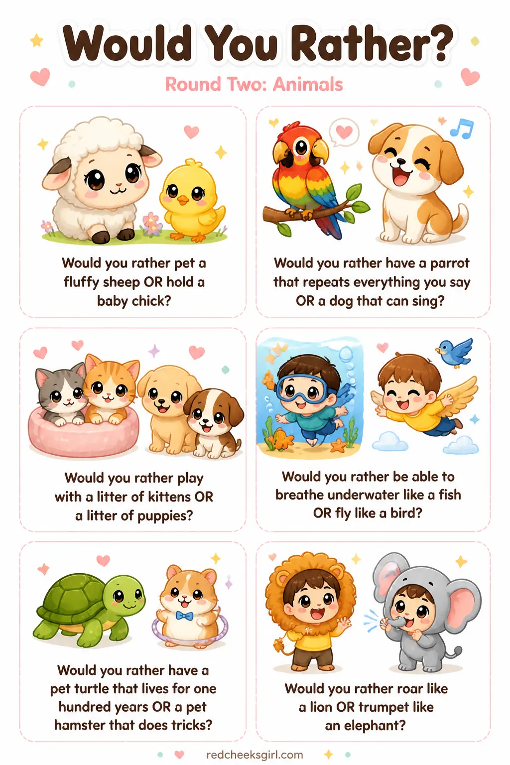 Round Two: Animals Cards printable