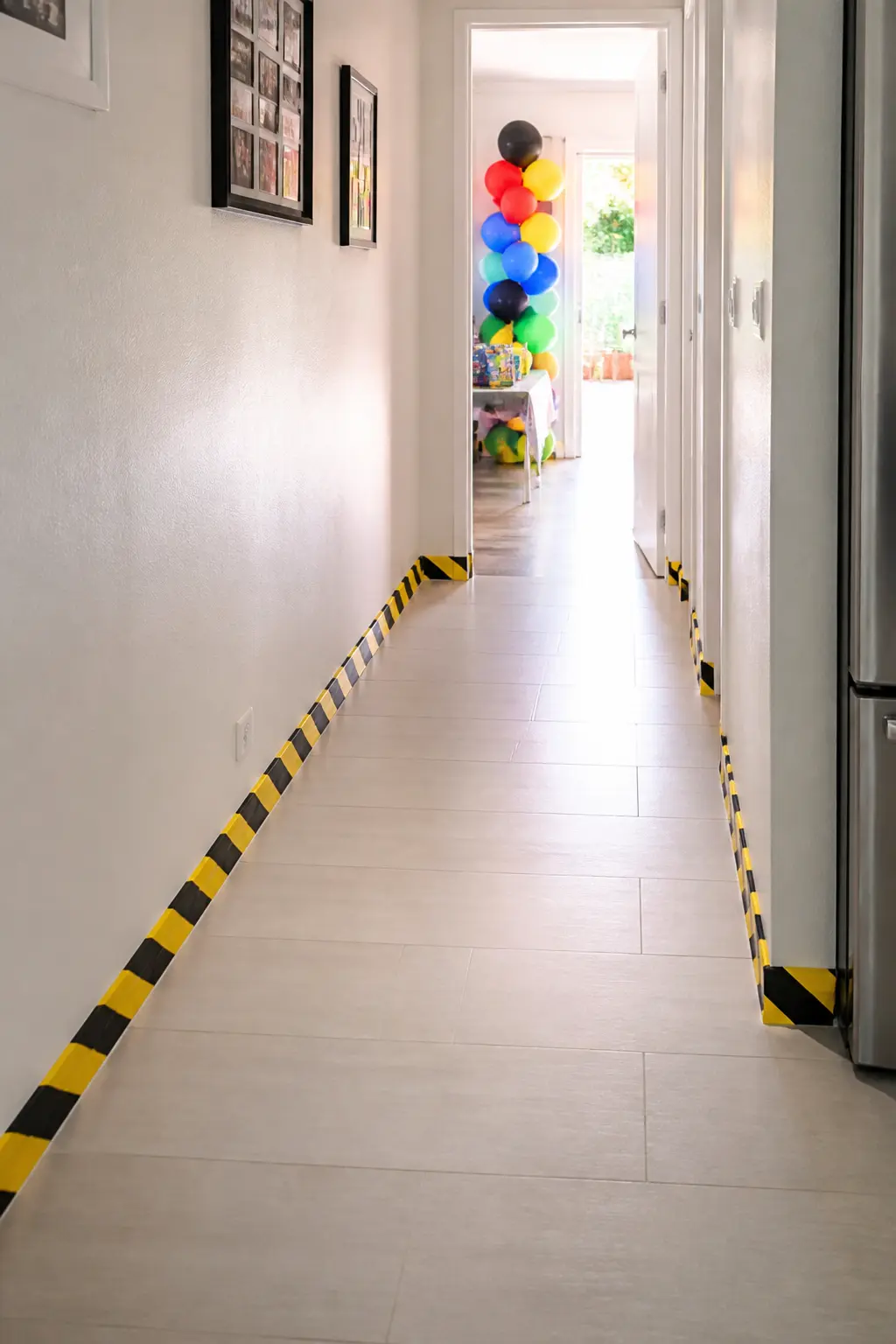 Construction-Zone Tape Bordering the Party Space