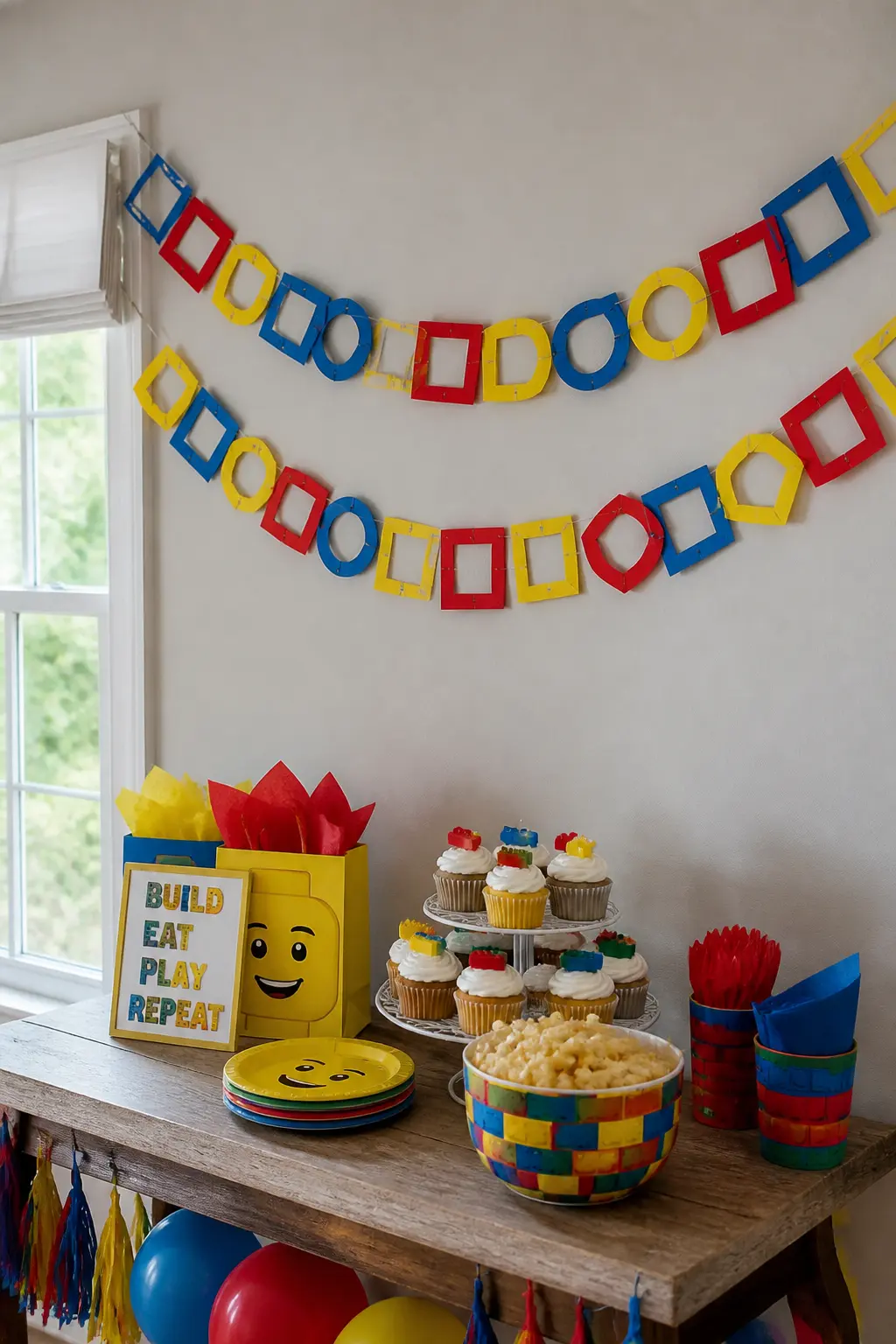 Geometric Paper Garland in Interlocking Patterns