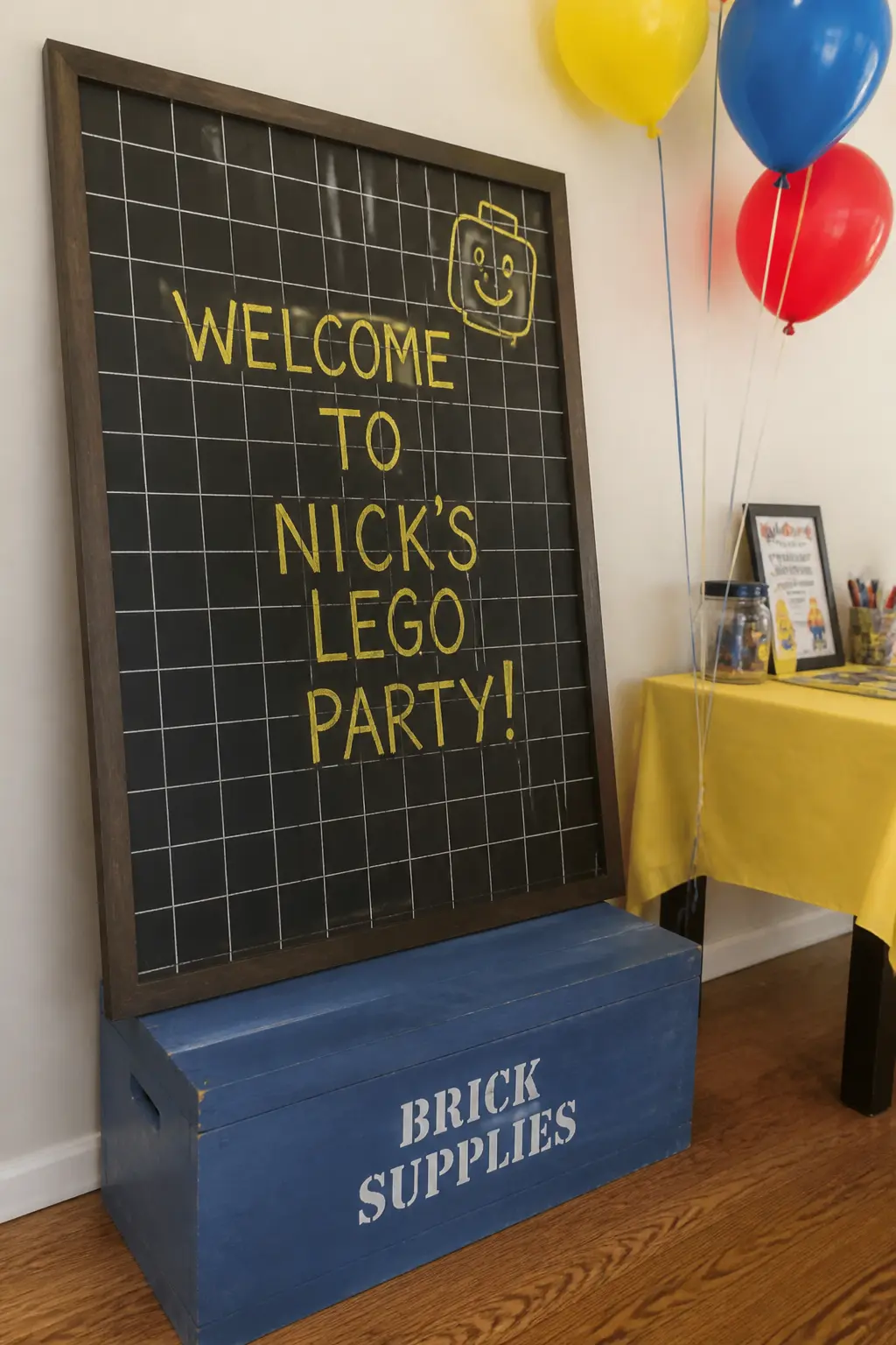 Grid-Lined Chalkboard Menu or Welcome Sign