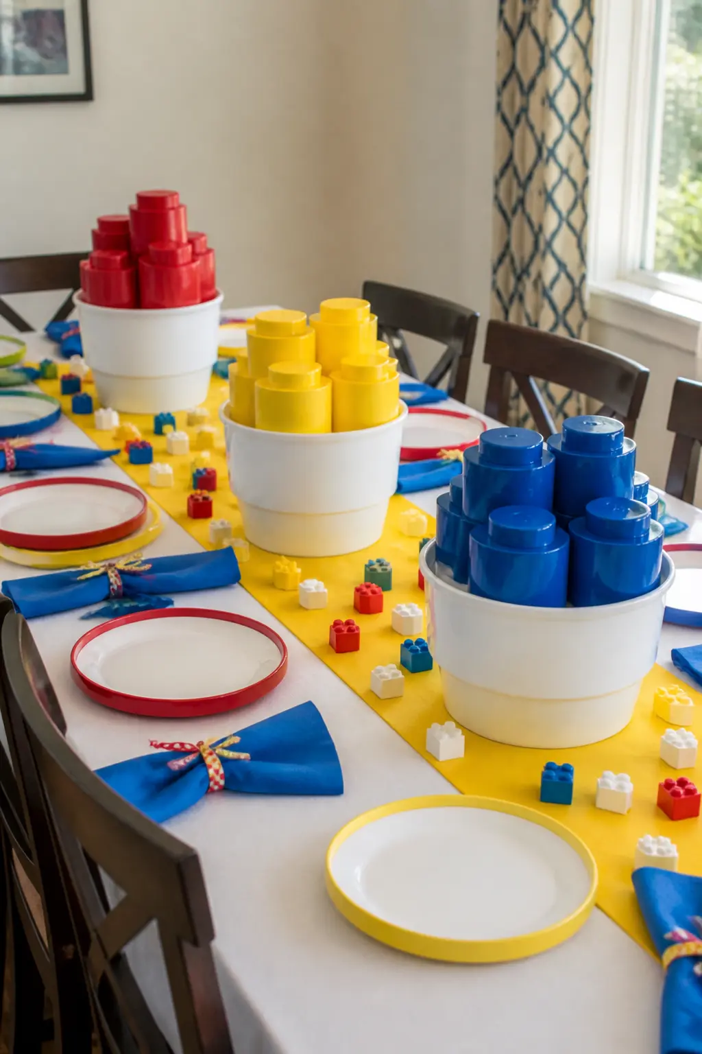 Oversized Plastic Stud Centerpieces in White and Primary Shades