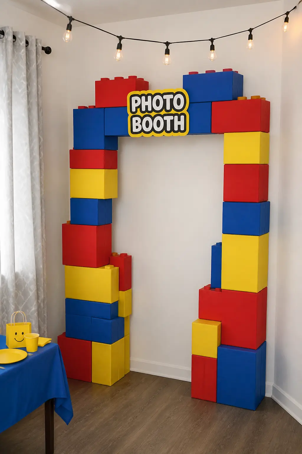 Stacked-Block Photo Booth Frame in Construction Colours