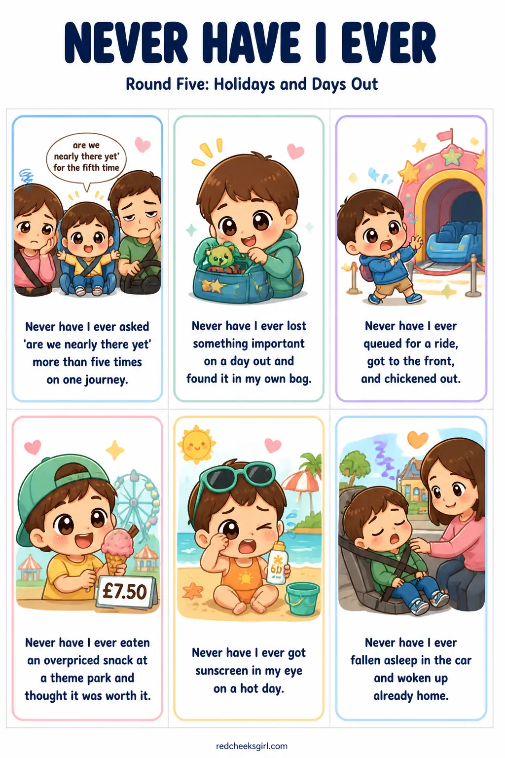 Round Five: Holidays and Days Out Cards printable