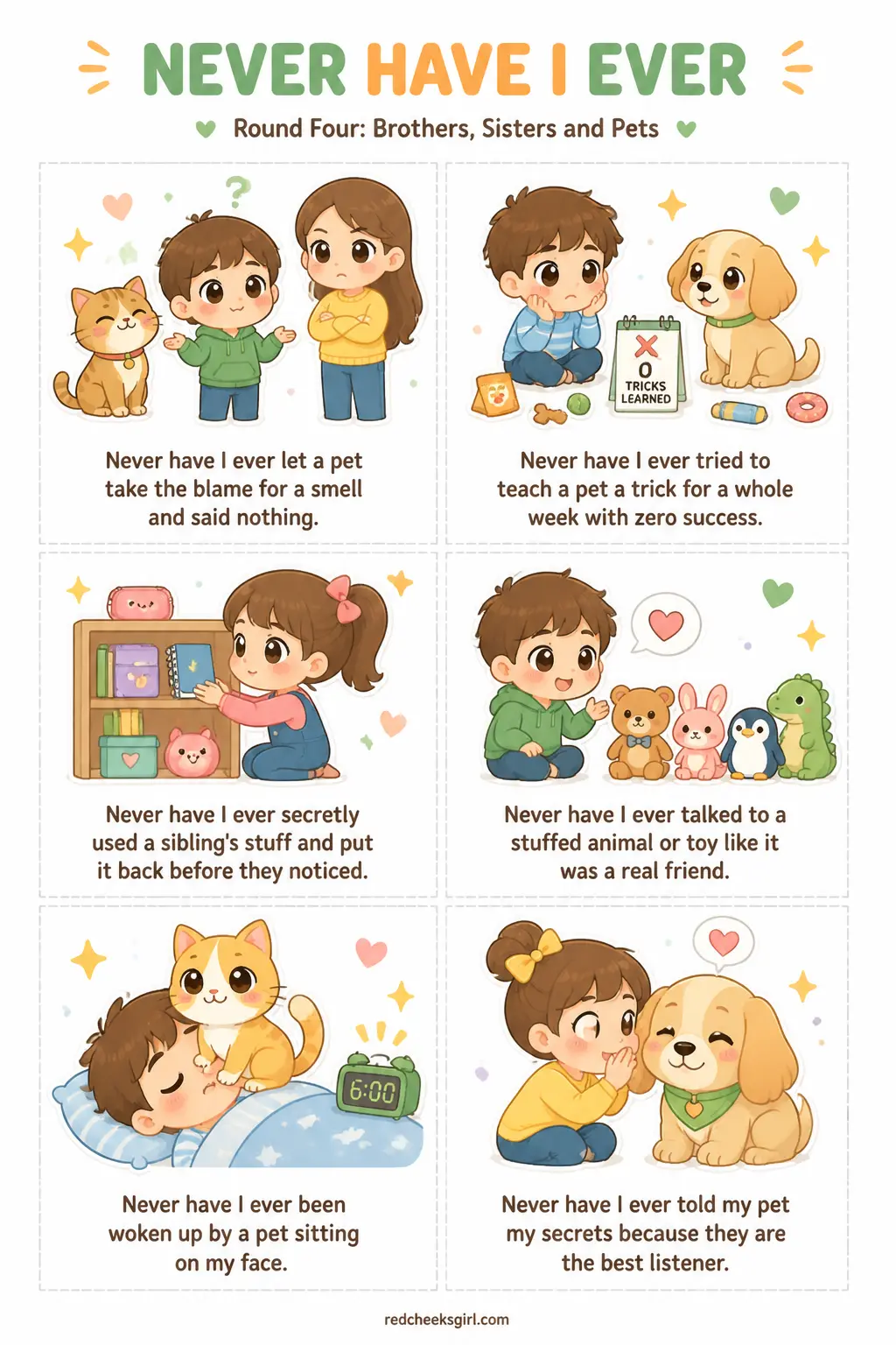 Round Four: Brothers, Sisters and Pets Cards printable