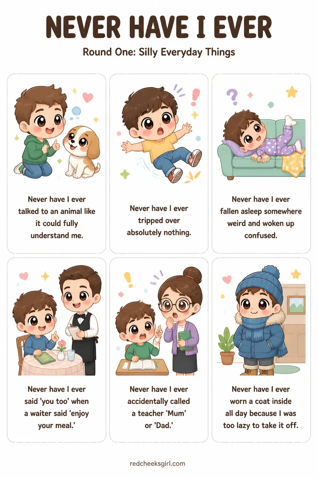 Round One: Silly Everyday Things Cards printable