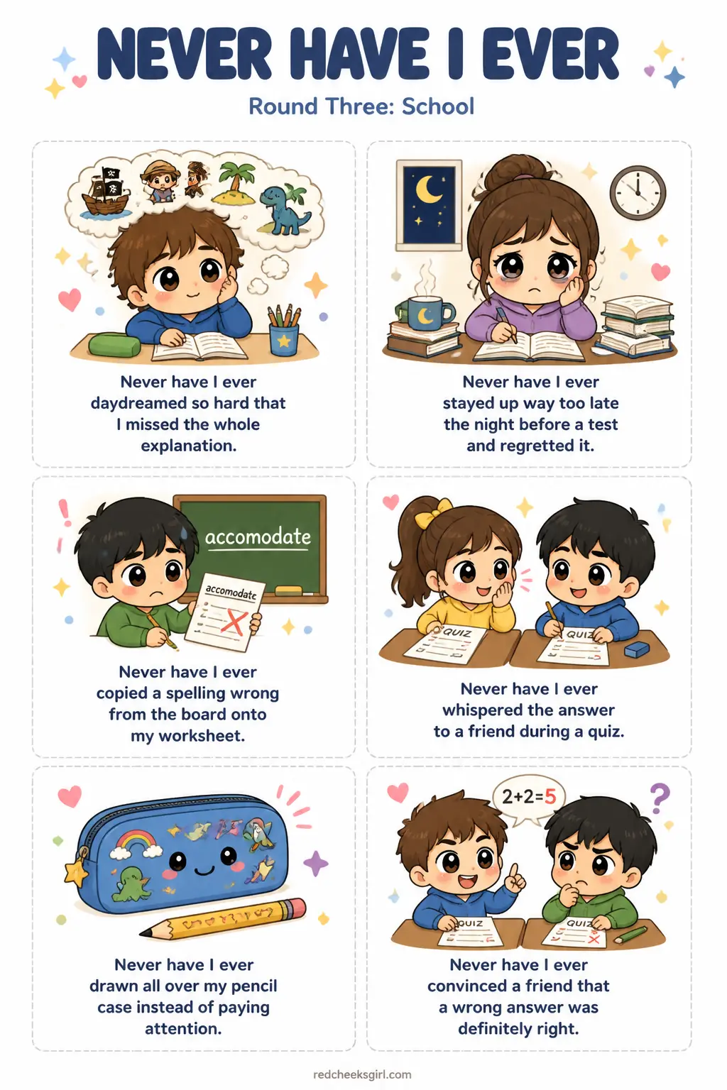 Round Three: School Cards printable