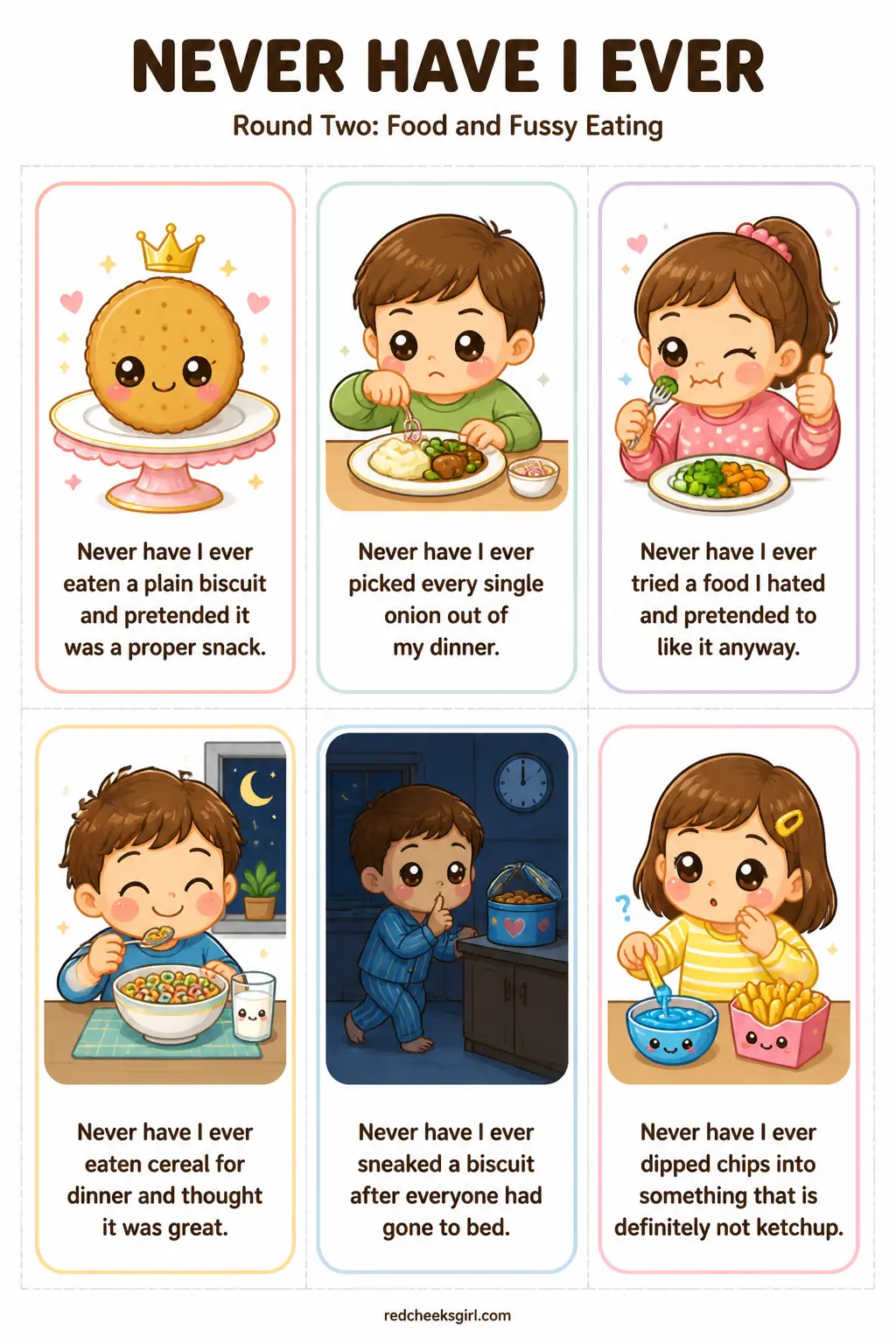 Round Two: Food and Fussy Eating Cards printable