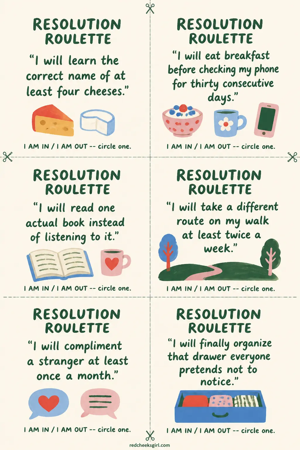 Resolution Roulette printable