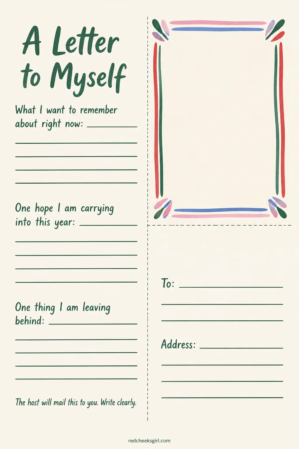 The Time Capsule Letter (Folded Card, One Per Guest) printable