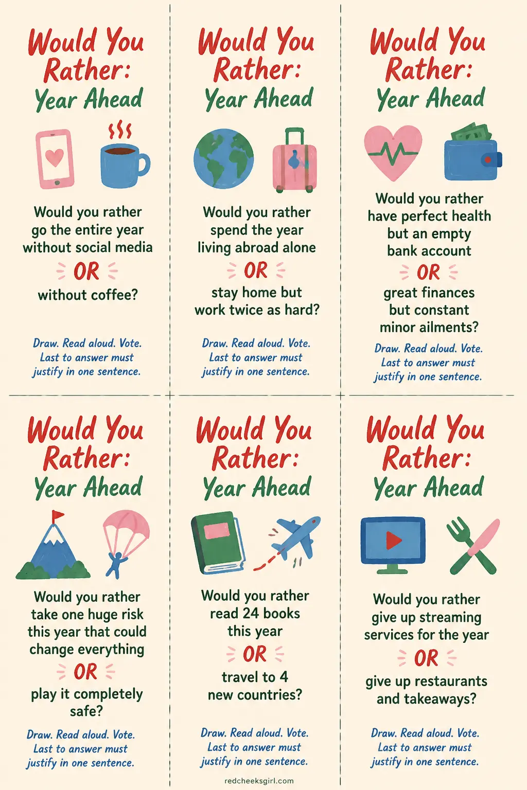 Would You Rather, Year Ahead Edition printable