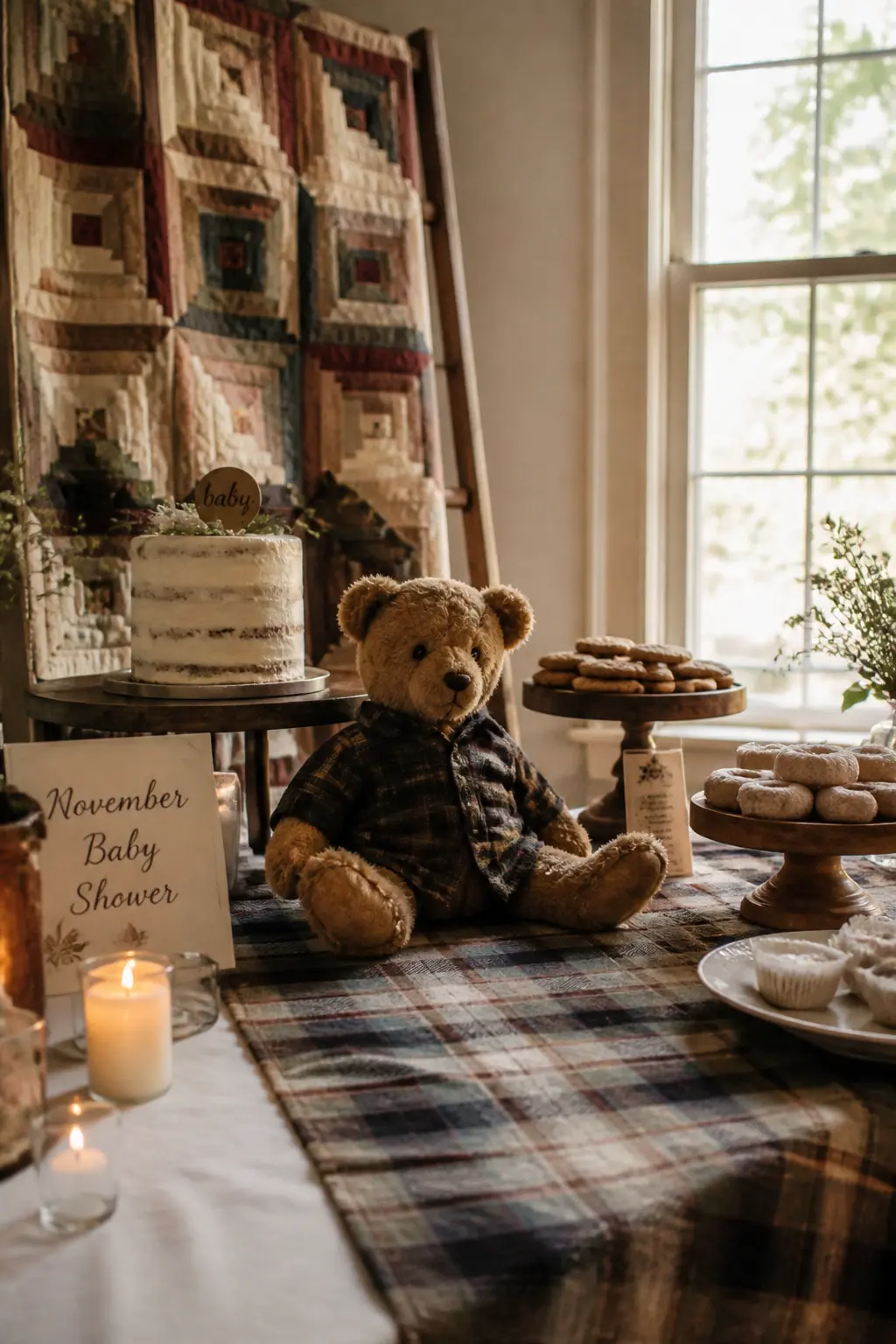 Vintage Teddy Bear In Flannel