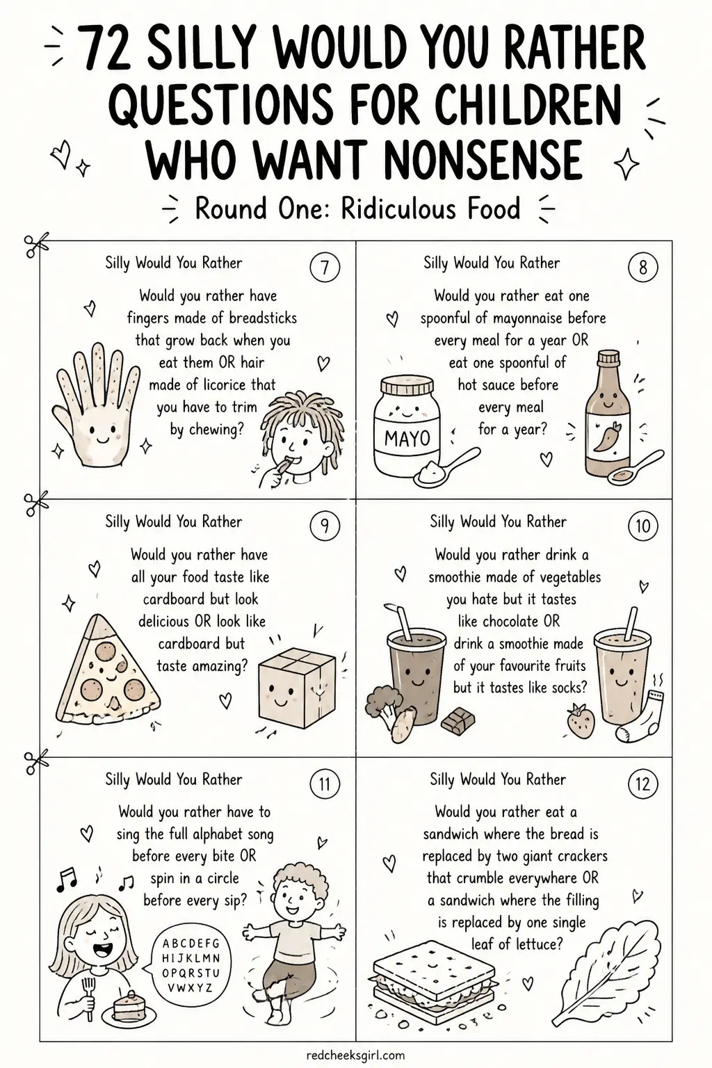 Ridiculous Food Cards Sheet 2 printable