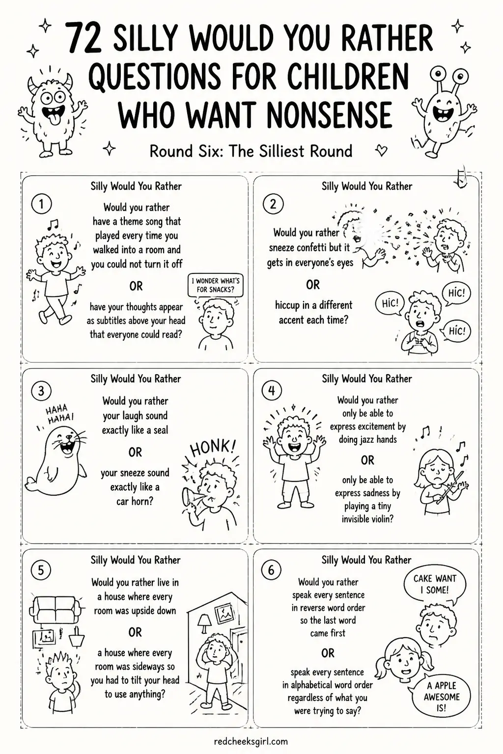 The Silliest Round Cards Sheet 1 printable