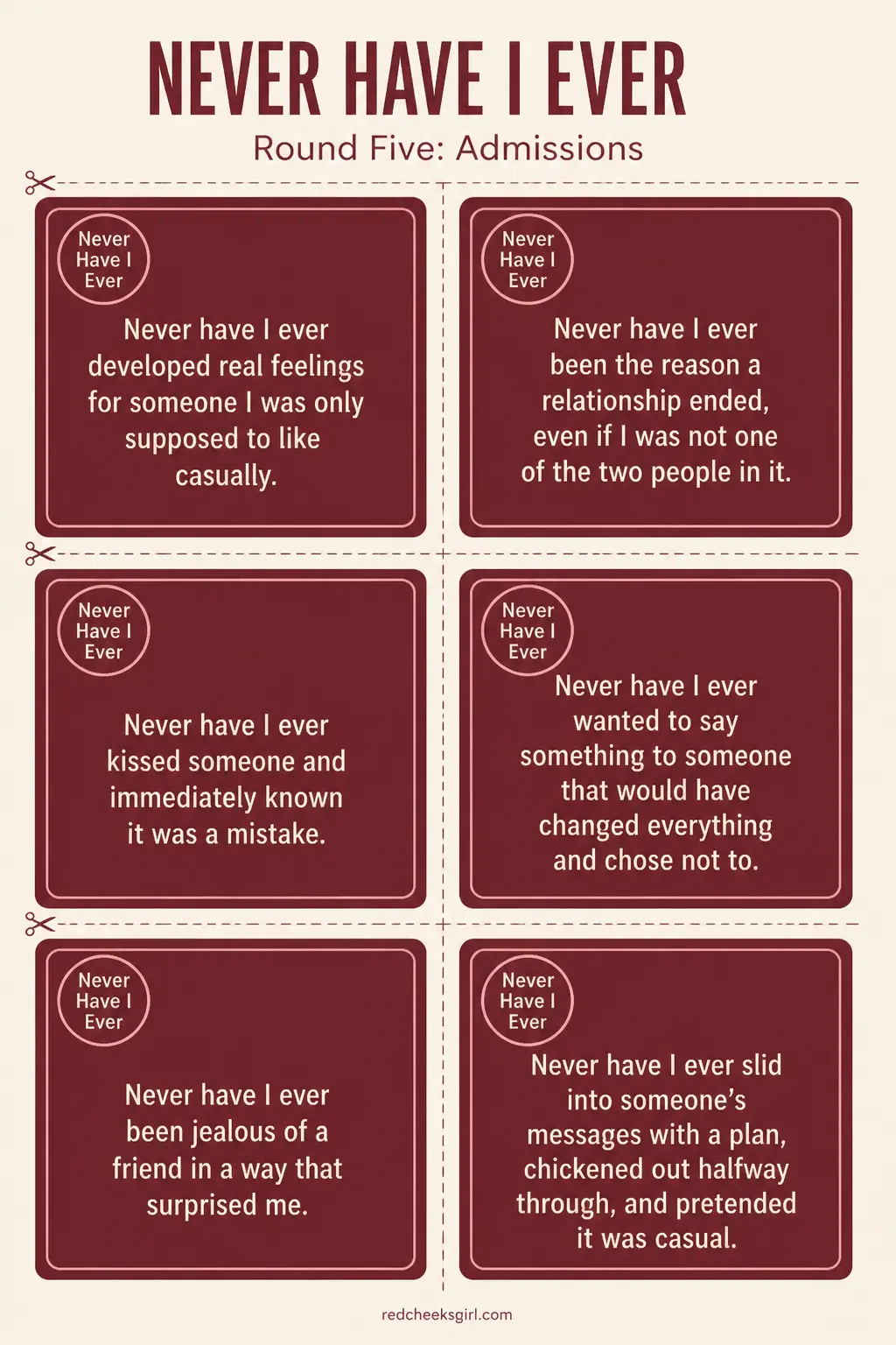 Admissions Cards A printable