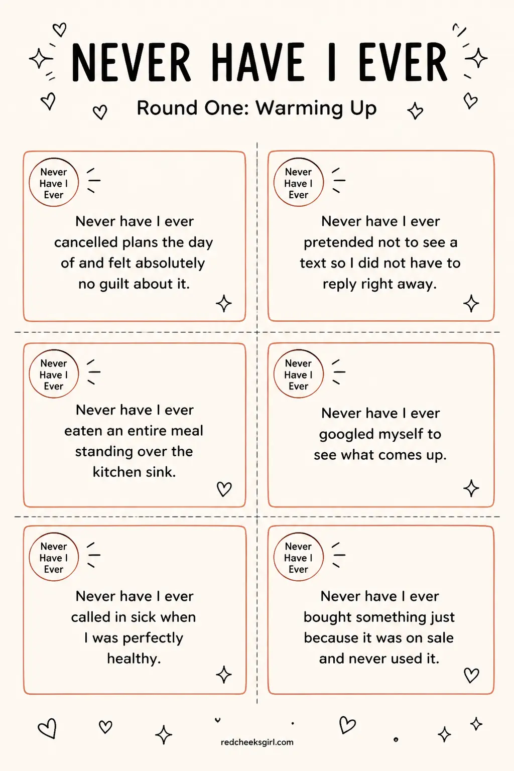 Warming Up Cards A printable