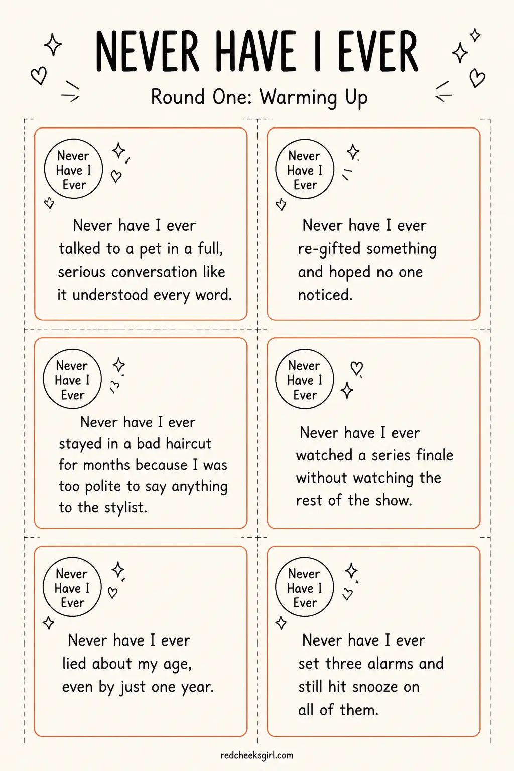 Warming Up Cards B printable