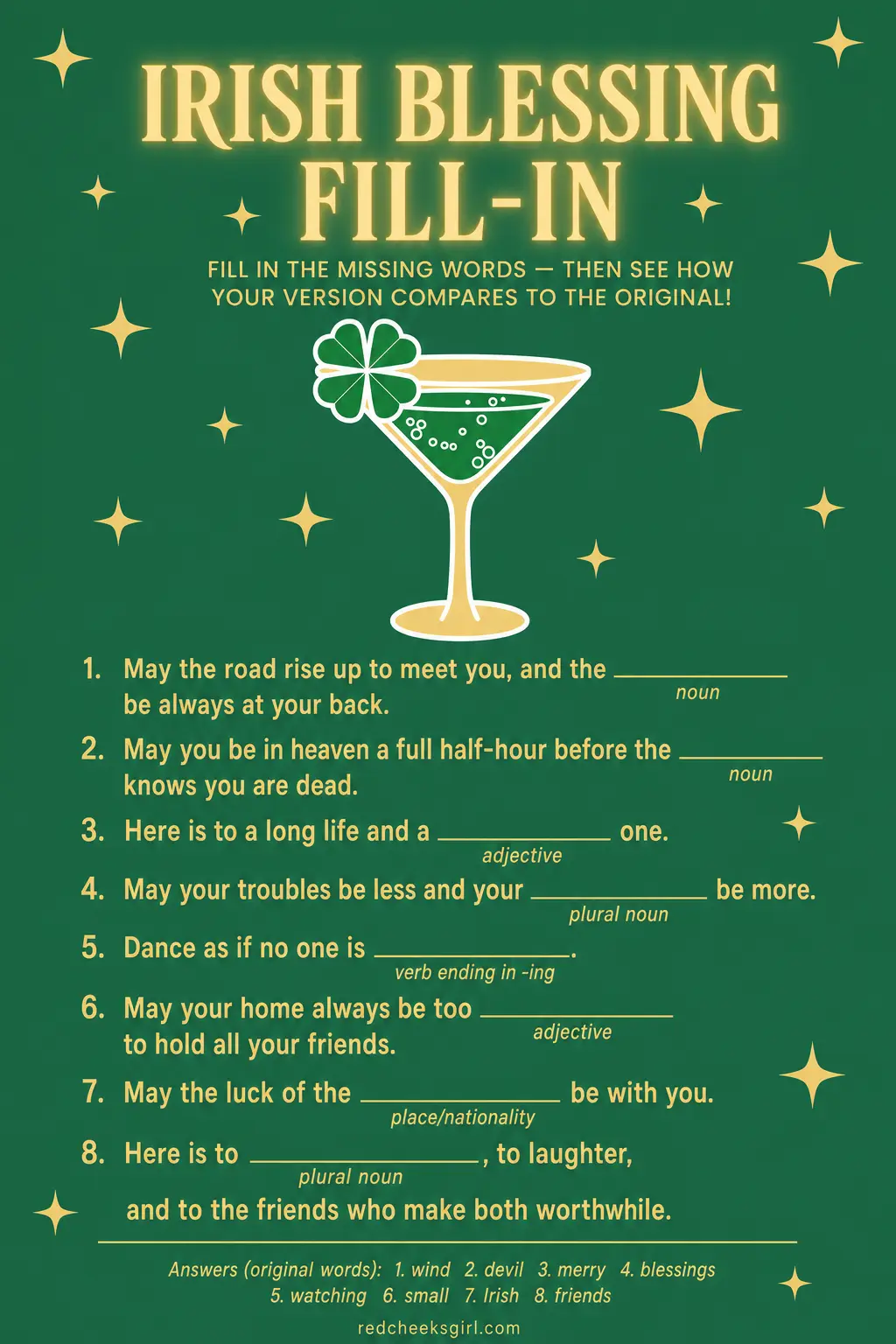 Irish Blessing Fill-In printable