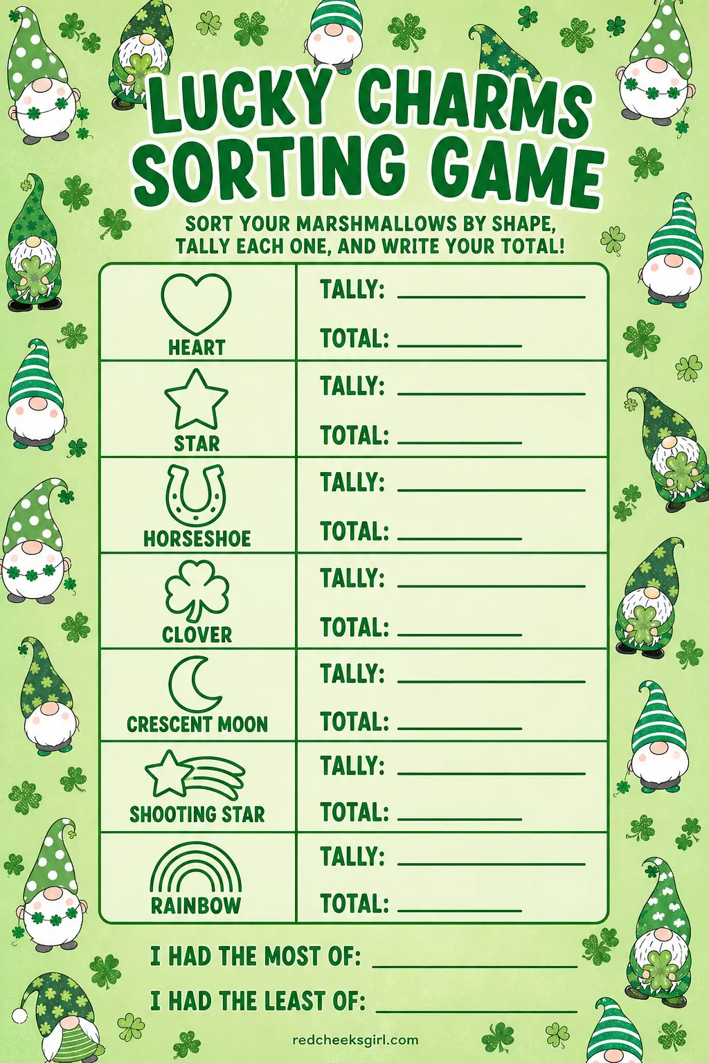 Lucky Charms Sorting Game (printable) printable