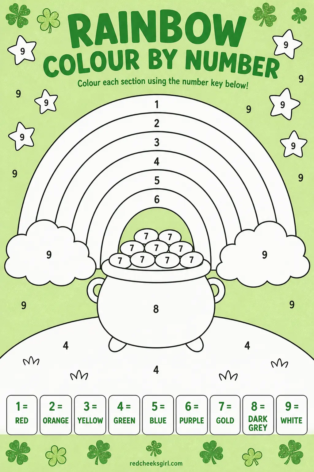 Rainbow Colour by Number (printable) printable