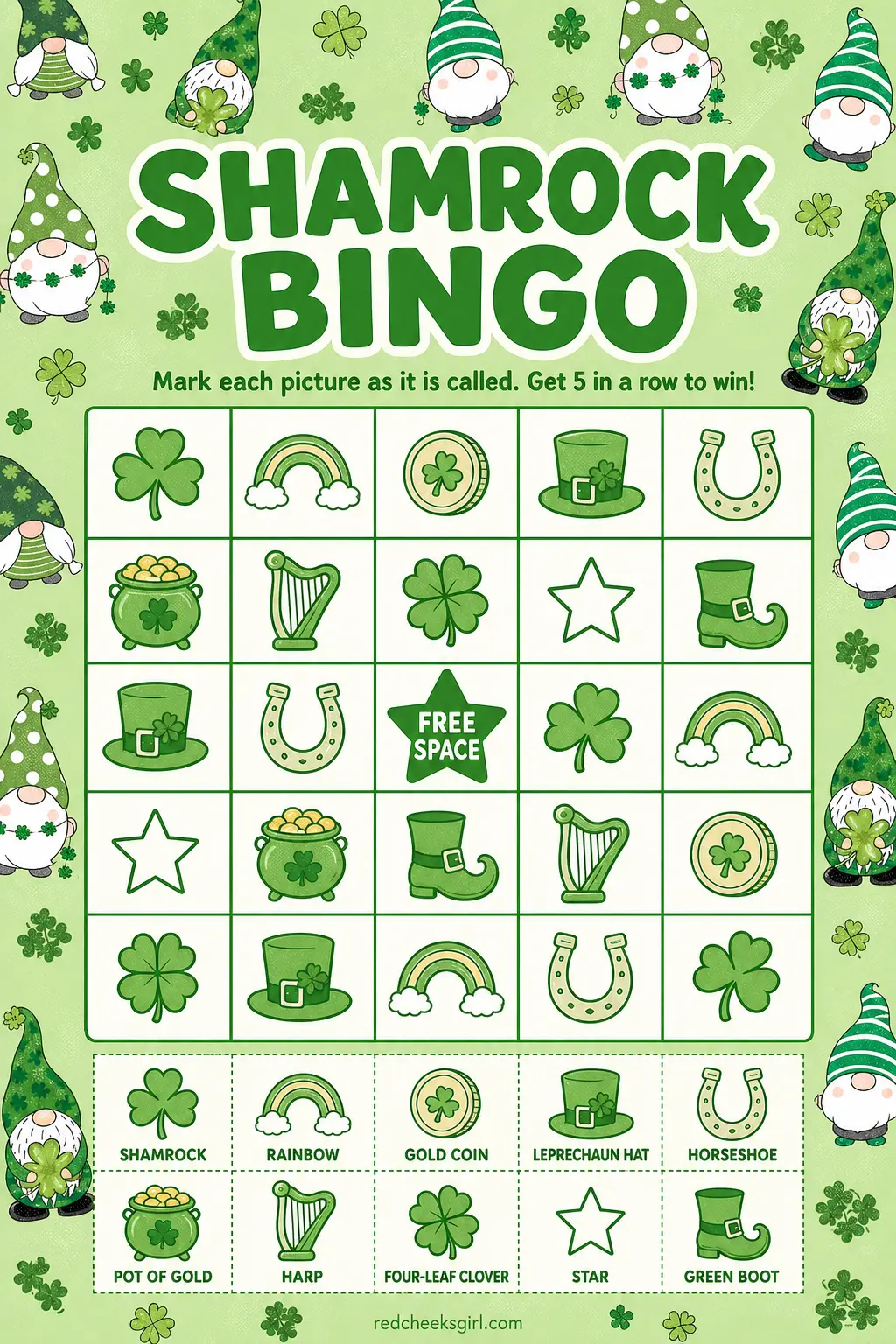 Shamrock Bingo (printable) printable