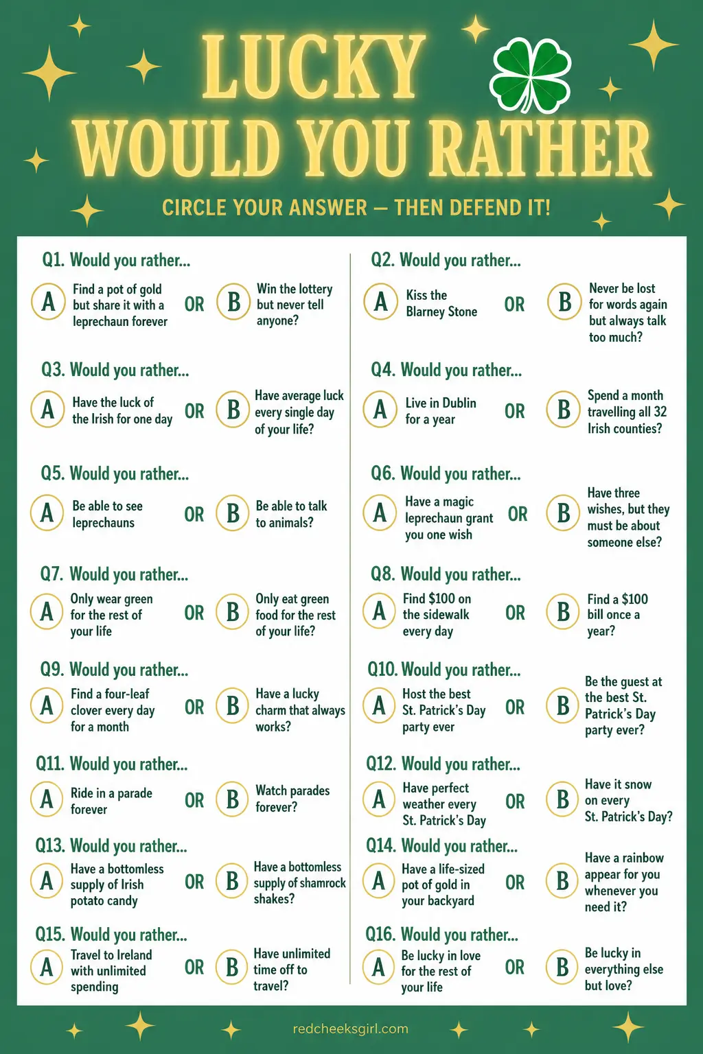 Lucky Would You Rather printable