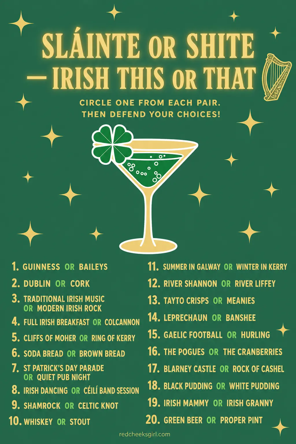 Sláinte or Shite — Irish This or That printable