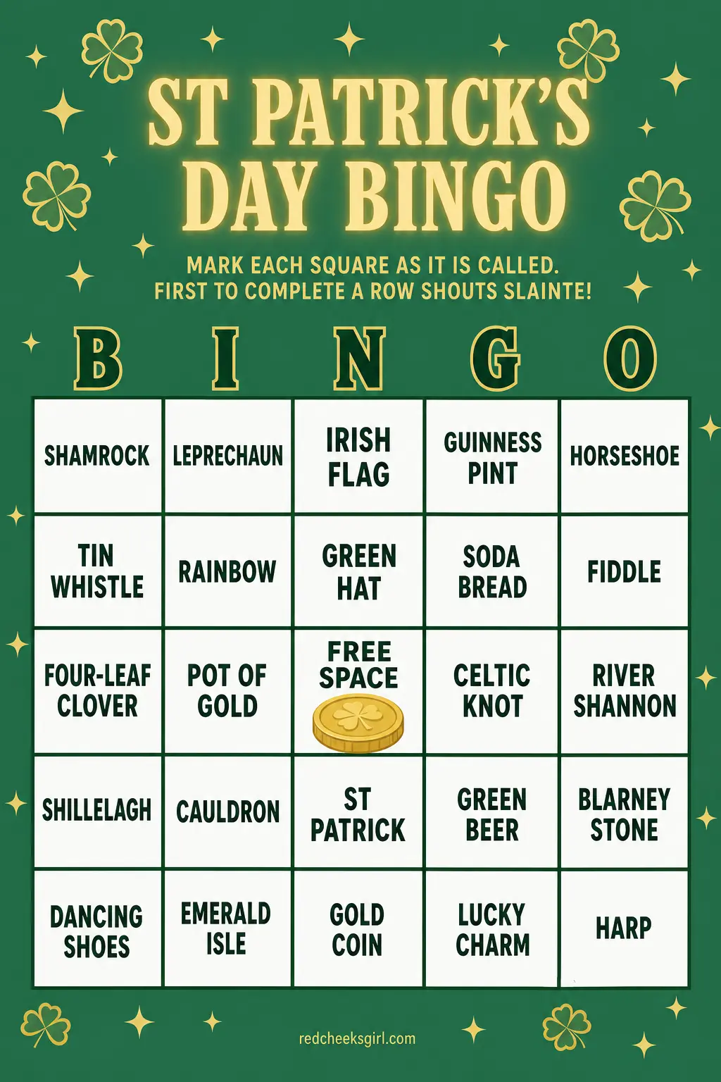 St Patrick's Day Bingo printable