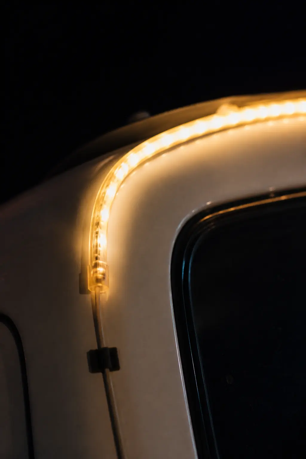 Battery-Pack LED Strip Along the Roofline detail 1