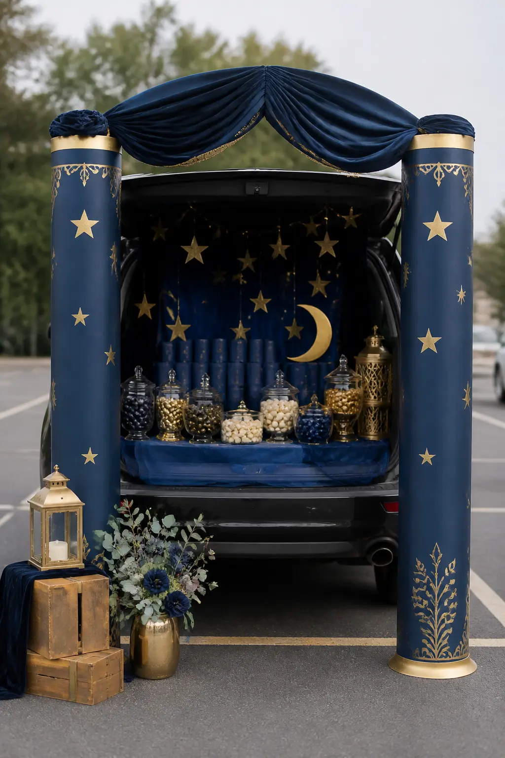 Cardboard Arch Frame Over the Trunk Opening